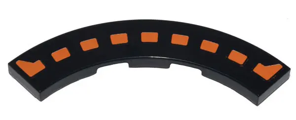 Black Tile, Round Corner 4 x 4 Macaroni with Orange Dotted Line and Arrows Pattern