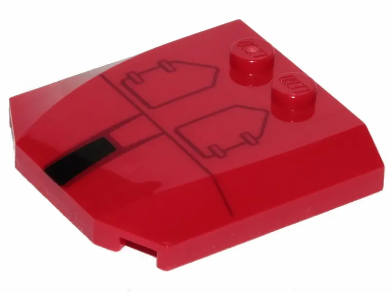 Red Wedge 4 x 4 x 2/3 Triple Curved with SW A-wing Hull Plates Pattern
