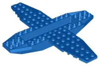 Blue Aircraft Fuselage 4 x 16 x 1 with 2 x 10 Recessed Center and 8 x 4 Wings with Cutaways, 9 Holes
