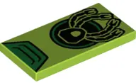 Lime Tile 2 x 4 with 4 Mechanical Arms and Green Ring with Green Vent Pattern