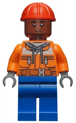 Dock Worker - Male, Orange Safety Jacket, Reflective Stripe, Sand Blue Hoodie, Blue Legs, Red Constr
