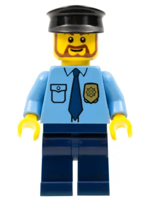 Police - City Shirt with Dark Blue Tie and Gold Badge, Dark Blue Legs, Black Hat