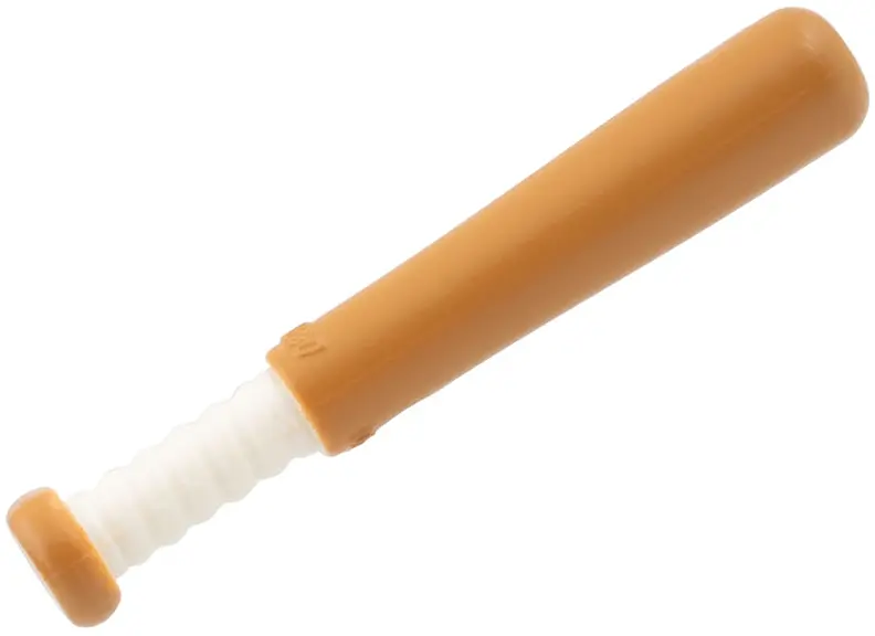 Medium Nougat Minifigure, Utensil Baseball Bat 4L with White Grip Handle Pattern