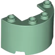 Sand Green Cylinder Half 2 x 4 x 2 with 1 x 2 Cutout