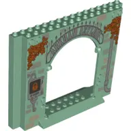 Sand Green Panel 4 x 16 x 10 with 'ARKHAM ASYLUM', Bricks, Leaves, Tube and Lock Pattern