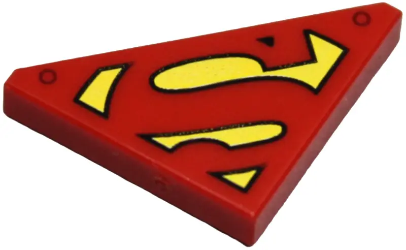 Red Tile, Modified 2 x 2 Triangular with Superman 'S' Logo on Yellow Background Pattern