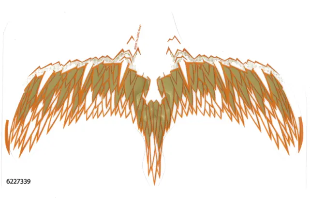 Trans-Clear Plastic Wings with Brown, Reddish Brown, and Pearl Gold Feathers on White Background Pat