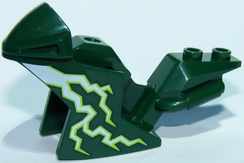 Dark Green Motorcycle Fairing, Racing (Sport) Bike with White Lightning Pattern on Both Sides