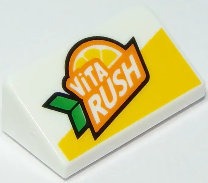 White Slope 30 1 x 2 x 2/3 with 'ViTA RUSH' Pattern