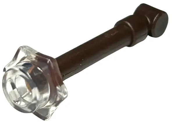 Dark Brown Minifigure, Utensil Wand with Molded Trans-Clear Stud Pattern