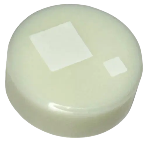 Glow In Dark White Tile, Round 1 x 1 with 2 White Squares Pattern (BrickHeadz Standard Eye)