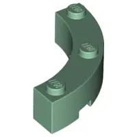 Sand Green Brick, Round Corner 4 x 4 Macaroni with 3 Studs