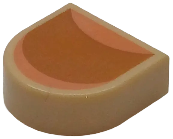 Tile, Round 1 x 1 Half Circle Extended with Fingernail with Curves, Medium Nougat Nail Bed, Nougat E