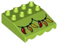 Lime Duplo Roof Sloped 33 4 x 4 with Awning Overhang and Chili Lights on String Pattern