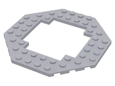 Light Bluish Gray Plate, Modified 10 x 10 Octagonal with 6 x 6 Open Center