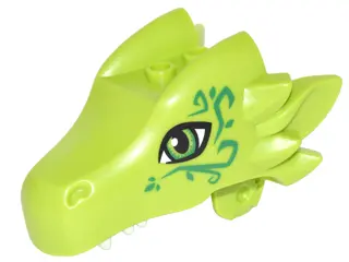 Lime Dragon Head (Elves) Jaw Upper with Green Eyes and Swirls Pattern (Thorne)