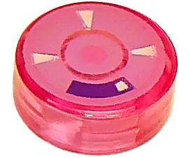 Trans-Dark Pink Tile, Round 1 x 1 with Circles and Triangles Pattern