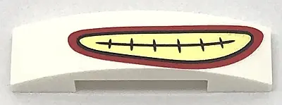 White Slope, Curved 4 x 1 x 2/3 Double with Red and Yellow Smile Pattern