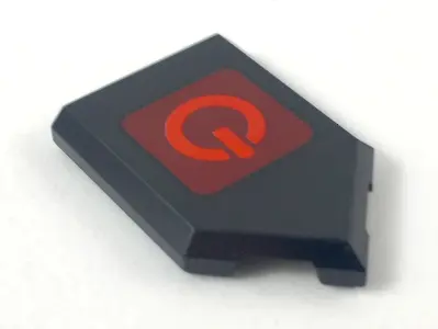 Black Tile, Modified 2 x 3 Pentagonal with Red Power Symbol on Dark Red Background Pattern