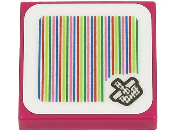 Magenta Tile 2 x 2 with Super Mario Scanner Code Shopping Basket Pattern (Sticker) - Set 71429