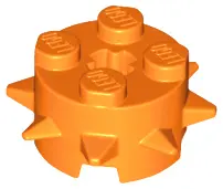Orange Brick, Round 2 x 2 with Spikes and Axle Hole