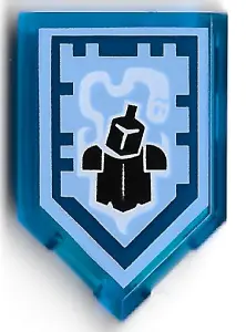Trans-Dark Blue Tile, Modified 2 x 3 Pentagonal with Nexo Power Shield Pattern - Haunted Armor