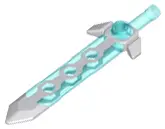 Trans-Light Blue Minifigure, Weapon Sword, Long with Molded Flexible Rubber Light Bluish Gray Tip an