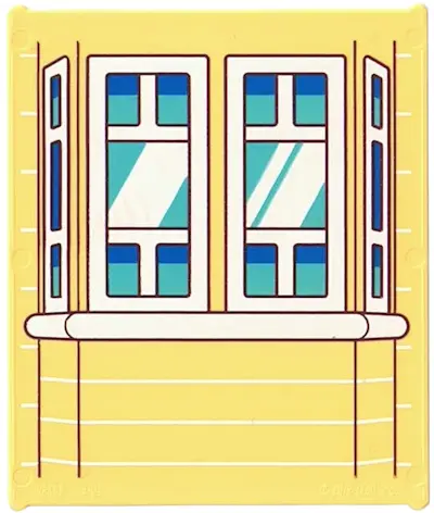 Light Yellow Glass for Window 1 x 6 x 6 Flat Front with Bay Window, Blue and Medium Azure Panes with