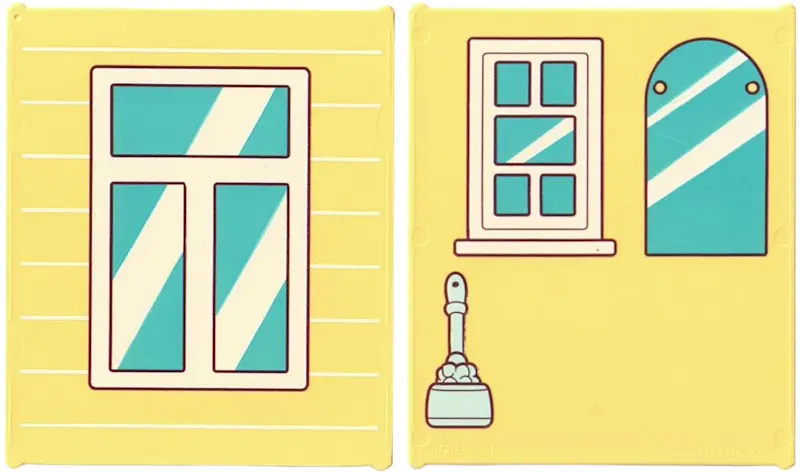 Light Yellow Glass for Window 1 x 6 x 6 Flat Front with Window with Medium Azure Panes, White Frame 