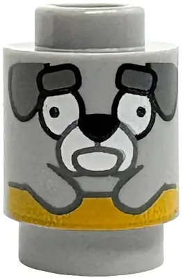 Bluish Gray Brick, Round 1 x 1 with Dark Bluish Gray Floppy Ears and Eyebrows, White Muzzle and Eyes