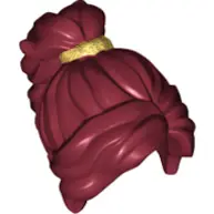 Dark Red Minifigure, Hair Female Long Wavy with Ponytail with Gold Band Pattern