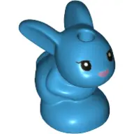 Dark Azure Bunny / Rabbit, Friends Style, Baby, Sitting with Black Eyes and Metallic Pink Nose Patte