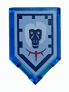 Trans-Dark Blue Tile, Modified 2 x 3 Pentagonal with Nexo Power Shield Pattern - Ticking Baboon