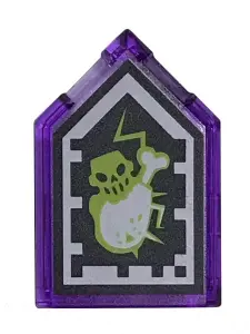 Trans-Purple Tile, Modified 2 x 3 Pentagonal with Nexo Forbidden Power Shield Pattern - Devastating 