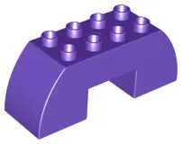 Dark Purple Duplo, Brick 2 x 6 x 2 Slope Curved Double with 2 x 2 Cutout on Bottom
