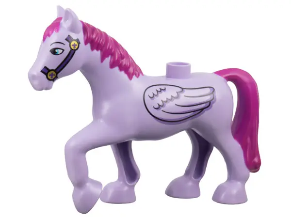 Lavender Duplo Horse with Wings, Magenta Mane and Tail Pattern