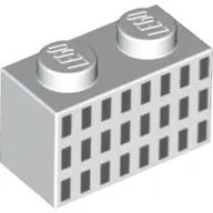 White Brick 1 x 2 with 24 Dark Bluish Gray Rectangles Pattern