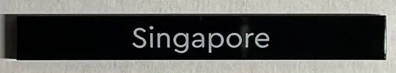 Black Tile 1 x 8 with 'Singapore' Pattern