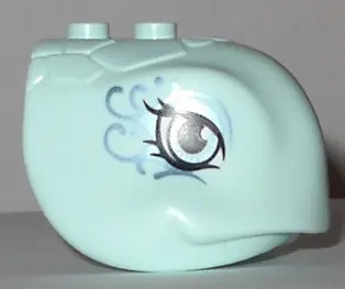 Light Aqua Turtle Head with Eyes and Metallic Light Blue Swirls Pattern