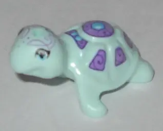 Light Aqua Turtle, Friends Style with Medium Azure Eyes, Dark Azure Jewels, Medium Lavender Shell wi