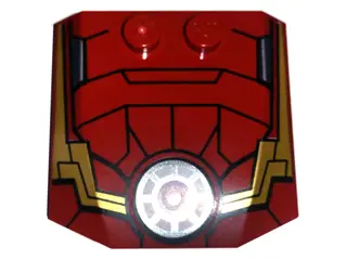 Dark Red Wedge 4 x 4 x 2/3 Triple Curved with Iron Man Armor and Round Arc Reactor Pattern
