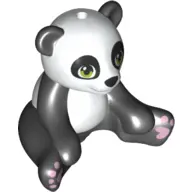 Black Panda, Friends Style, Sitting with Molded White Head, Stomach and Back and Printed Black Nose 