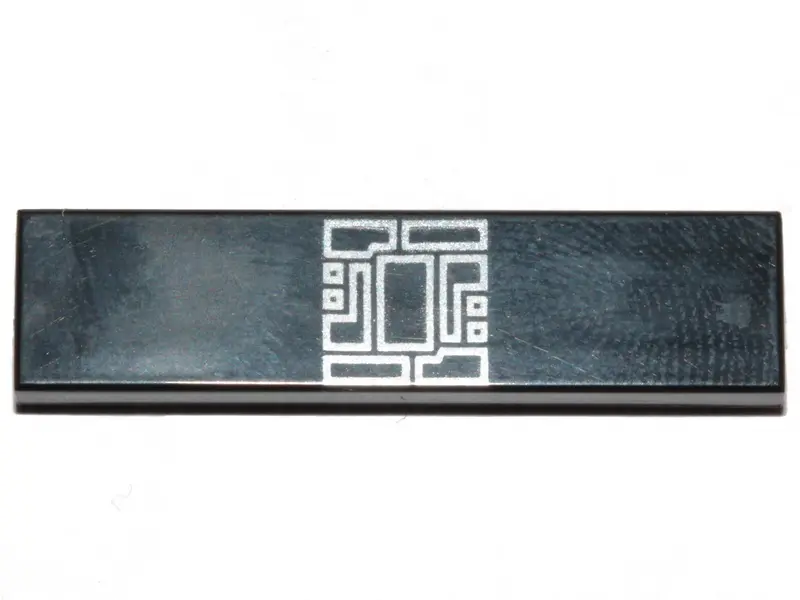Black Tile 1 x 4 with Silver Rectangles Pattern (BrickHeadz Kylo Ren Belt)