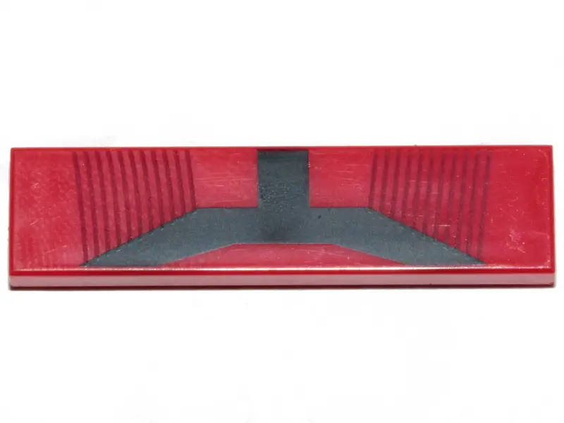 Red Tile 1 x 4 with Black Lines and Angular Stripe Pattern (BrickHeadz Sith Trooper Helmet Front)