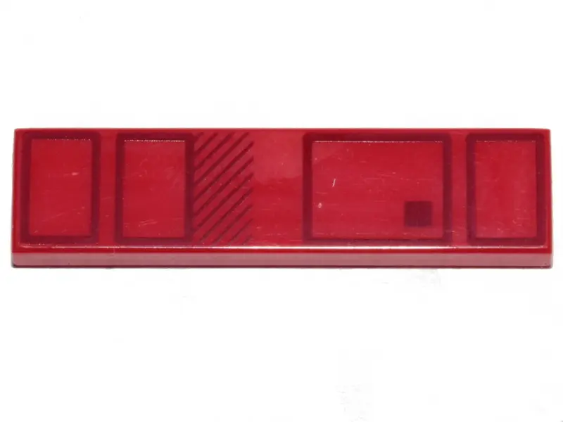Red Tile 1 x 4 with Black Rectangles Pattern (BrickHeadz Sith Trooper Belt)
