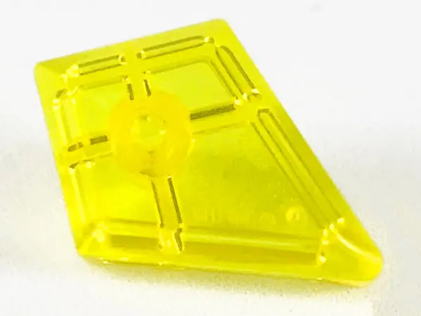 Trans-Yellow Tile, Modified 1 x 2 Diamond with Bar
