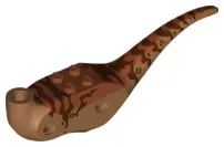 Medium Nougat Dinosaur Body Raptor with Dark Orange Top and Dark Brown Stripes Pattern
