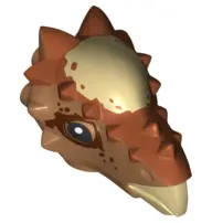Medium Nougat Dinosaur Head Stygimoloch with Dark Orange Top with Tan Spot Pattern