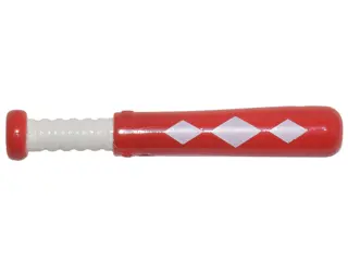 Red Minifigure, Utensil Baseball Bat 4L with White Grip Handle and 3 White Diamonds Pattern