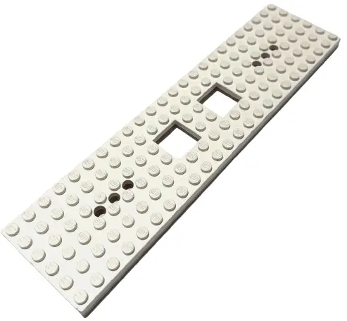 White Train Base 6 x 24 with 2 Square Cutouts and 3 Round Holes Each End, Reinforced on Bottom